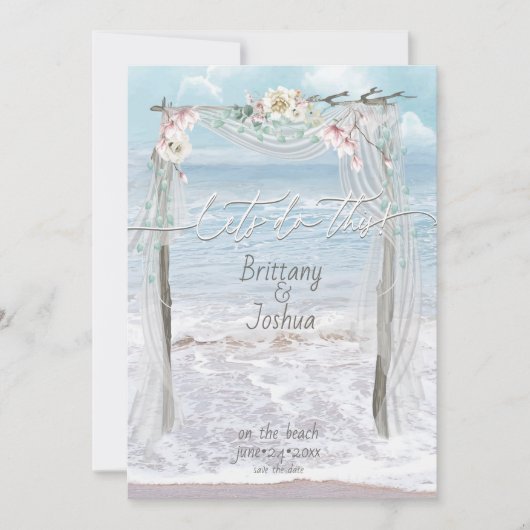 Tropische Hochzeiten Lasse diesen Strand Save the  Einladung (Vorderseite)