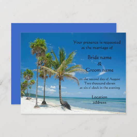 Tropische Hochzeiten oder Party Einladung (Vorne/Hinten)
