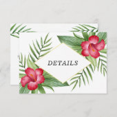 Tropische Hochzeitsdetails des rosa Hibiskus Einladung (Vorne/Hinten)