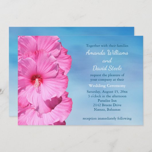 Tropische Hochzeitseinladung (Aquarell) Einladung (Vorne/Hinten)