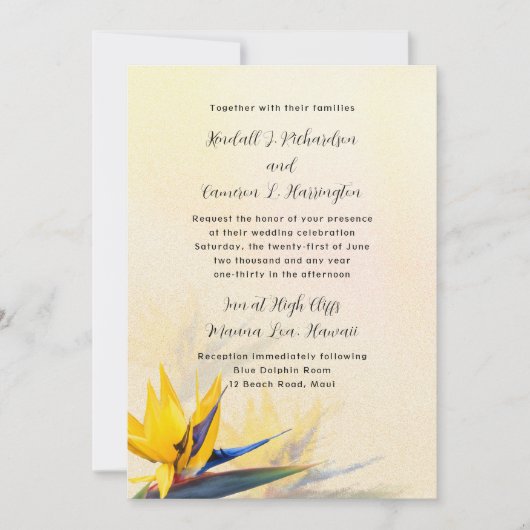 Tropische Hochzeitseinladung zum Paradies Einladung (Vorderseite)