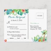 Tropische Hochzeitsempfehlung zum Abendessen UAWG Einladungspostkarte (Rückseite)