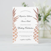 Tropische Hochzeitsfeiern Imitate Goldkiefern Einladung (Stehend Vorderseite)