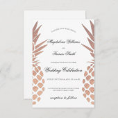 Tropische Hochzeitsfeiern Imitate Goldkiefern Einladung (Vorne/Hinten)