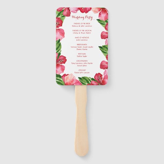 Tropische Hochzeitsfeierprogramme des Roten Hibisk Fächer (Rückseite)