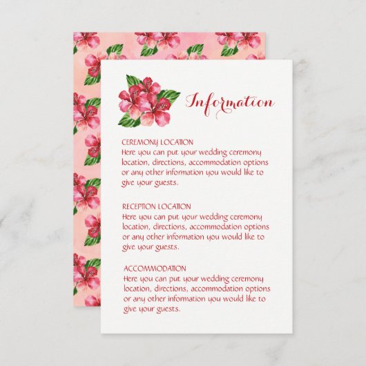 Tropische Hochzeitsinformationskarten des Roten Hi Begleitkarte (Vorne/Hinten)