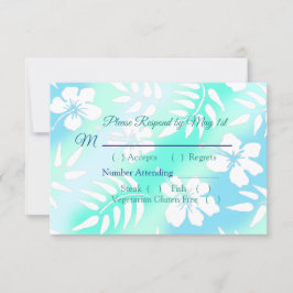 Tropische Hochzeitskarte für blaue und Aquamarine  RSVP Karte