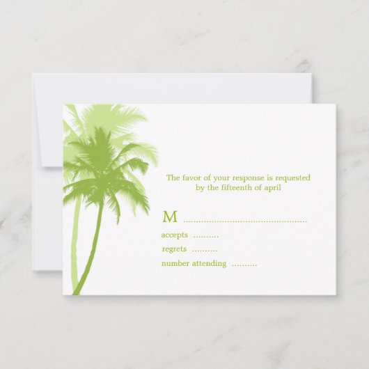Tropische Hochzeitskarten mit Palm Trees RSVP Karte (Vorderseite)