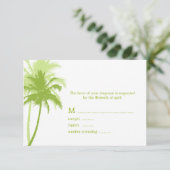 Tropische Hochzeitskarten mit Palm Trees RSVP Karte (Stehend Vorderseite)