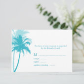 Tropische Hochzeitskarten mit Palm Trees RSVP Karte (Stehend Vorderseite)