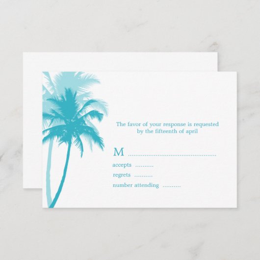 Tropische Hochzeitskarten mit Palm Trees RSVP Karte (Vorne/Hinten)