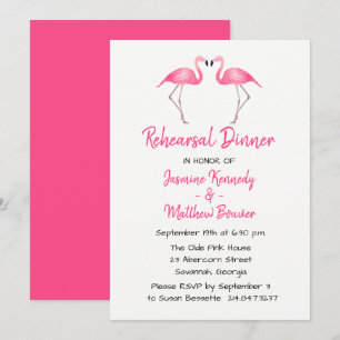Tropische Hochzeitsprobe Pink Flamingo Einladung