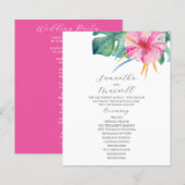 Tropische Hochzeitsprogramme Rosa Blume (Vorne/Hinten)