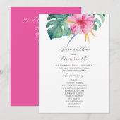 Tropische Hochzeitsprogramme Rosa Blume Einladung (Vorne/Hinten)