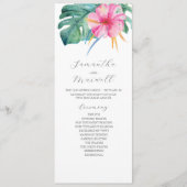 Tropische Hochzeitsprogramme Rosa Blume Programm (Vorderseite)