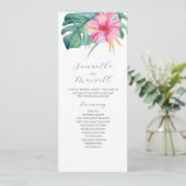 Tropische Hochzeitsprogramme Rosa Blume Programm (Stehend Vorderseite)
