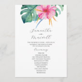 Tropische Hochzeitsprogramme Rosa Blume Programm (Vorderseite)