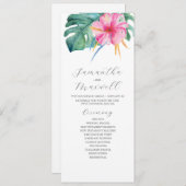 Tropische Hochzeitsprogramme Rosa Hibiskus Blume Einladung (Vorne/Hinten)