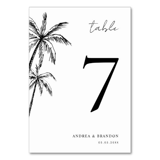 Tropische Hochzeitsszendenz-Tischnummer von Hand g Tischnummer (Vorderseite)