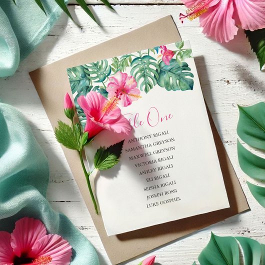 Tropische Hochzeitstabelle, Tischplan Einladung