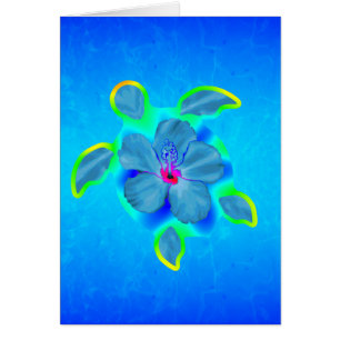 Tropische Honu Schildkröte und Hibiskus