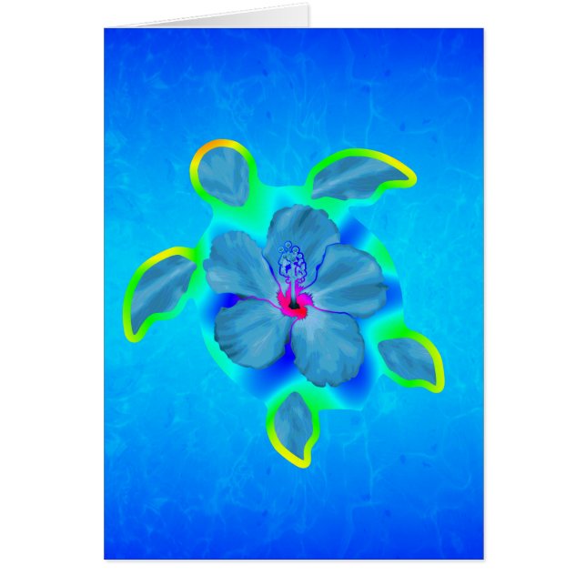 Tropische Honu Schildkröte und Hibiskus (Vorne)