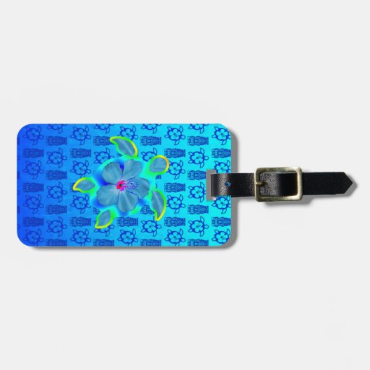 Tropische Honu Schildkröte und Hibiskus Gepäckanhänger (Vorderseite horizontal)