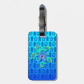 Tropische Honu Schildkröte und Hibiskus Gepäckanhänger (Rückseite vertikal)