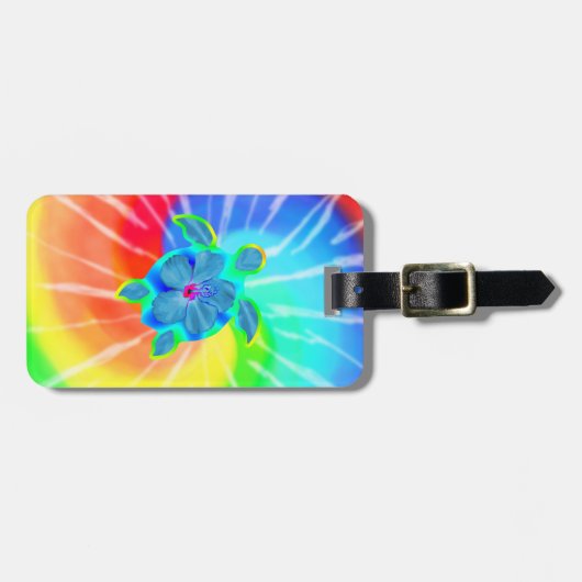 Tropische Honu Schildkröte und Hibiskus Gepäckanhänger (Vorderseite horizontal)