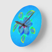 Tropische Honu Schildkröte und Hibiskus Runde Wanduhr (Winkel)