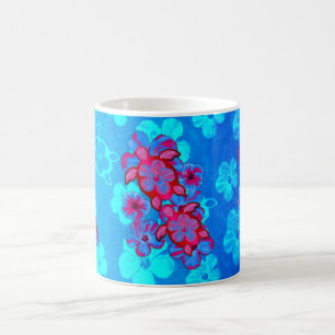 Tropische Honu Schildkröten und Hibiskus-Blumen Kaffeetasse