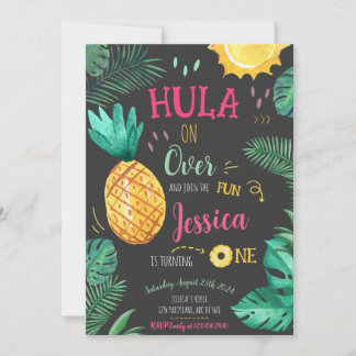 Tropische Hula am 1. Geburtstag Einladung