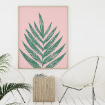 Tropische Illustration der botanischen Natur Rosa  Poster<br><div class="desc">Eine moderne minimalistische rosa und grüne botanische Darstellung einer hübschen Palmenfront.</div>
