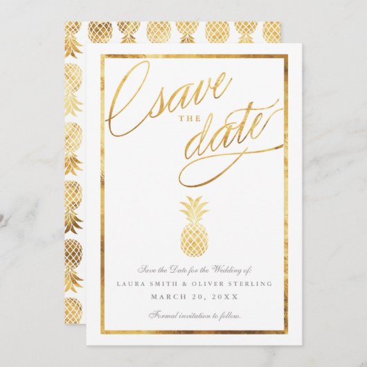 Tropische Imitate Ananas Save the Date (Vorne/Hinten)