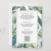 Tropische indische Pfauenflora auf einer Hochzeit Einladung (Rückseite)