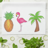 Tropische Insel Ananas Flamingo Palm Baumhandtuch Handtuch (Gefaltet)