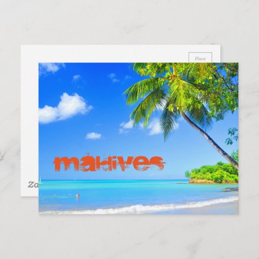 Tropische Insel auf den Malediven Postkarte (Vorne/Hinten)