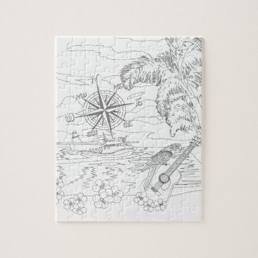 Tropische Insel-erwachsenes Farbton-Puzzlespiel Puzzle (Vertikal)