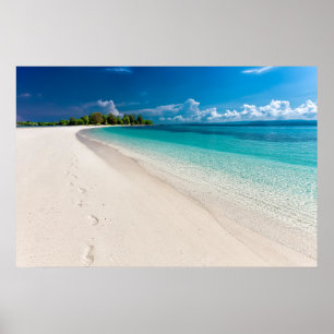 Tropische Insel Fußspuren im Sand Poster
