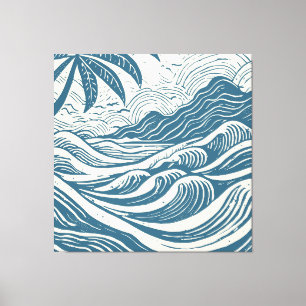 Tropische Insel im Stil des Meeresholzes Leinwanddruck