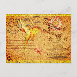 Tropische Insel Kolibri Vintage-Postkarte Postkarte