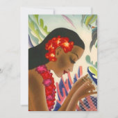 Tropische Insel-Leu Luau Party Tiki Einladungen (Vorderseite)