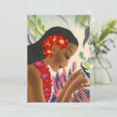 Tropische Insel-Leu Luau Party Tiki Einladungen (Stehend Vorderseite)