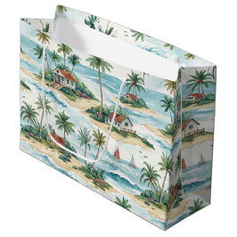 TROPISCHE INSEL MIT EINER STRANDHÜTTE & BÄUMEN GROßE GESCHENKTÜTE