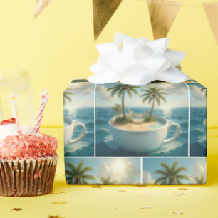 Tropische Insel mit Hängematte in einer Teetasse Geschenkpapier