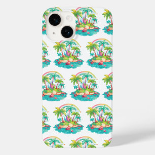Tropische Insel mit Palmen und Regenbogen Case-Mate iPhone 14 Hülle