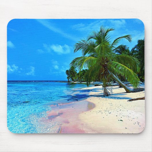 Tropische Insel mit Palmen und Sandy-Strand Mousepad (Vorne)