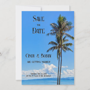 Tropische Insel, Palmen, Blaue Meere, Hochzeit Sa Save The Date