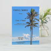 Tropische Insel, Palmen, blaues Meer, Paare, Einladung (Stehend Vorderseite)