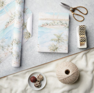 Tropische Insel Palmen Strand  Geschenkpapier